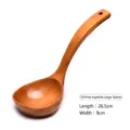 Large Schima superba wood soup spoon with 26.5cm long curved handle and 9cm wide bowl. - Schima Wood Style / 26.5cm
