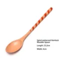 Long handle natural Schima superba wooden spoon with orange spiral pattern 23.2cm length - Type 04 Spiral Handle Ke Wood Spoon (170802845) / 23.2x4.0cm / Spiral Handle Color