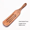 Espátula ranurada de madera de acacia para bistec y sartenes antiadherentes de cocina - Espátula para Filete Ranurada (Estilo 05)