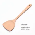 Eco-friendly beech wood short cooking spatula with 34cm length and 8.5cm width dimensions - Short Spatula (07款)