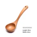 Handcrafted natural beech wood soup spoon with 20cm long curved handle for daily kitchen use - Beech Wood Style / 20cm