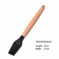 Professional black silicone basting brush with natural wooden handle, 27cm x 3.7cm - Black