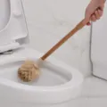 Durable long wooden handle toilet brush with sturdy bristles for bathroom cleaning - Beige Spherical Style (862678)