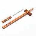 Premium Japanese wooden chopsticks featuring double-sided woven geometric pattern - Style 05 (Wabi-Sabi Woven Decal)