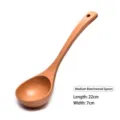 Japanese style beechwood long handle soup spoon, 22cm length for hot pot and porridge - Beech Wood Style / 22cm