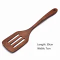 Handcrafted wenge wood slotted spatula for non-stick pans, 30cm long handle kitchen tool - Slotted Spatula (30x7cm)