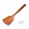 Durable handcrafted long handle wooden stir-fry spatula for professional kitchen - 34.8cm x 8.8cm