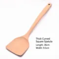 Beech wood curved square spatula with 36cm long handle for non-stick cookware - Thickened Curved Square Spatula (09款)