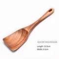 Espátula de cocina de madera de teca para sartenes antiadherentes, 32,5 cm de largo, veta natural - Espátula de Teca Estilo Coreano (Estilo 07)