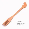 Tenedor de madera con mango en forma de gato para postres y meriendas infantiles - 21.5x2.5cm