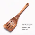 Espátula ranurada de madera de acacia para cocinar, longitud 32,5 cm y anchura 8 cm - Espátula Ranurada de Tres Líneas (Estilo 08)
