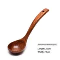 Handcrafted 25cm Melia wood medium soup spoon with 7.5cm wide scoop, natural finish - Neem Wood Style / 25cm
