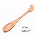 Cuchara de postre de madera hecha a mano con mango en forma de gato, 21,3 cm - 21.3x3cm