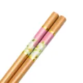 Bacchette di bambù carbonizzato con stampa floreale rosa e bande d'oro - 24 / Cerchio dorato con stampa floreale rosa
