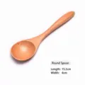 Cuchara de postre redonda de madera natural de 15,5 cm para niños y uso doméstico - 15.5x4cm
