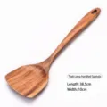 Espátula de madera de teca hecha a mano con mango largo para sartenes, 38,5 cm x 10 cm - Espátula de Teca con Mango Largo (Estilo 10)