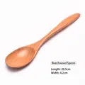 Cuchara sopera de madera de haya natural con mango largo, 20,5 cm de largo para el hogar - 20.5x4.2cm