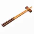 Japanese style two-tone wooden chopsticks with matching rest for sushi dining - Style 11 (Two-Tone Spliced Wood)