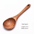 Cuchara de sopa de madera de teca natural con vetas, 31 cm de largo para utensilios de cocina - Cuchara de Sopa de Teca (Estilo 11)