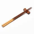 Premium bicolored Japanese wooden chopsticks with a matching rest for sushi dining - Style 12 (Walnut Color Patchwork)