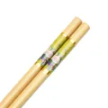 Bacchette in bambù carbonizzato da 24 cm con stampa floreale verde e bordo dorato - 24 / Sfondo Verde Fiori Rosa con Anelli Dorati