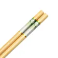 Bacchette in bambù carbonizzato di alta qualità con elegante motivo floreale e oro - 24 / Floreale Verde e Bianco con Doppia Linea Dorata
