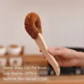 Natural wavy coconut fiber pot brush with long ergonomic beechwood handle for kitchen cleaning - Wave Coconut Palm Pot Brush