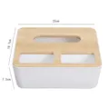 Nordic bureau tissuedoos organizer met natuurlijk bamboe deksel in wit, 22x18,7x7,5cm - 22x18.7x7.5cm