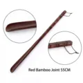 Chausse-pied en bois style bambou rouge, manche long, 55 cm - Nœud de Bambou Schima Rouge (55cm) / 55cm