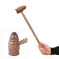 High-quality Wenge wood massage hammer for meridian point stimulation and back relief - Bullet Shape