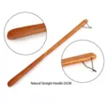55cm natural wood long handle shoehorn with hanging loop for easy storage and reach - Schima Straight Handle (55cm)