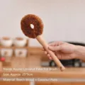 Beech wood handle cleaning brush with circular coconut palm fiber head for kitchen use - Round Coconut Palm Pot Brush