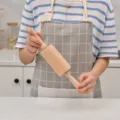 Rouleau à pâtisserie en bois de hêtre naturel avec poignées pour pâte à pizza - Petite Taille 29.5x5.8cm / Blanc Cassé