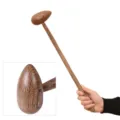 Handheld wenge wood massage hammer for meridian tapping and acupoint therapy tool - Duck Egg Shape