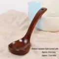 Japanese style medium sized wenge wood ladle for soup and porridge, 23cm long handle - 日式弯勺(中号) / 长约23cm, 宽约7.5cm