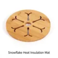 Round bamboo heat insulation mat with decorative snowflake cutout design for table - 16cm / Round Snowflake Mat