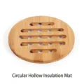 Premium round hollowed bamboo heat insulation pad coaster for dining table pot mat - 16cm / Round Hollowed Mat