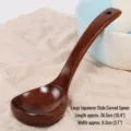Large Japanese-style long handle chicken wing wood soup spoon for kitchen and dining - 日式弯勺(大号)