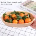 Handcrafted Japanese style wooden boat-shaped fruit and snack tray platter in medium size - Boat-shaped (Medium) / Medium (24*14.8*4.5cm)