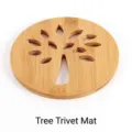 Round bamboo heat insulation mat with creative tree cutout design in natural finish - 16cm / Round Tree Mat