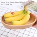 Large natural boat-shaped wooden fruit plate for serving dried fruit snacks and desserts - Boat-shaped (Large) / Large (27*17.8*4.5cm)