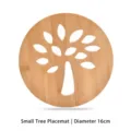 Round hollow bamboo placemat featuring a decorative tree design and 16cm diameter - Diameter 16cm / Tree Pattern Mat