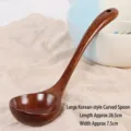 Large curved wenge wood soup spoon with 26.5cm long handle for kitchen use - 韩式弯勺(大号)