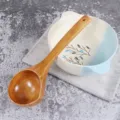Premium long-handled wooden soup spoon with natural grain for home cooking and serving - Lacquer Duck-billed Spoon