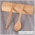3-teiliges tragbares Reisebesteckset aus Holz mit Essstäbchen, Löffel und Box - Set (Löffel+Stäbchen+Box)
