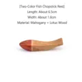Handcrafted two-color wooden fish-shaped chopstick rest made of rosewood and lotus wood - Two-Color Fish Shape (ZJ-1628) / 6.5x1.6cm