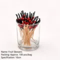 100er-Pack 10cm Bambus-Obstspieße mit roten Perlen für die Cocktail-Dekoration - 10cm Rote Perle Stil / 100er Pack / Roter Bohnen Obstspieß