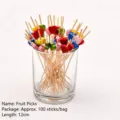 100er-Set 12cm bunte Bambus-Fruchtspieße in Herzform für Cocktails und Snacks Dekoration - Mehrfarbiges Herz Obstspieß