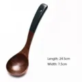 Long handle chicken wing wood soup ladle with dark green decorative handle end - Color-Block Soup Spoon (24.5x7.5cm)
