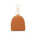 Mini bruine PU-lederen muntportemonnee met een gouden sleutelhanger voor oortjes. - 8*4*9cm / Bruin
